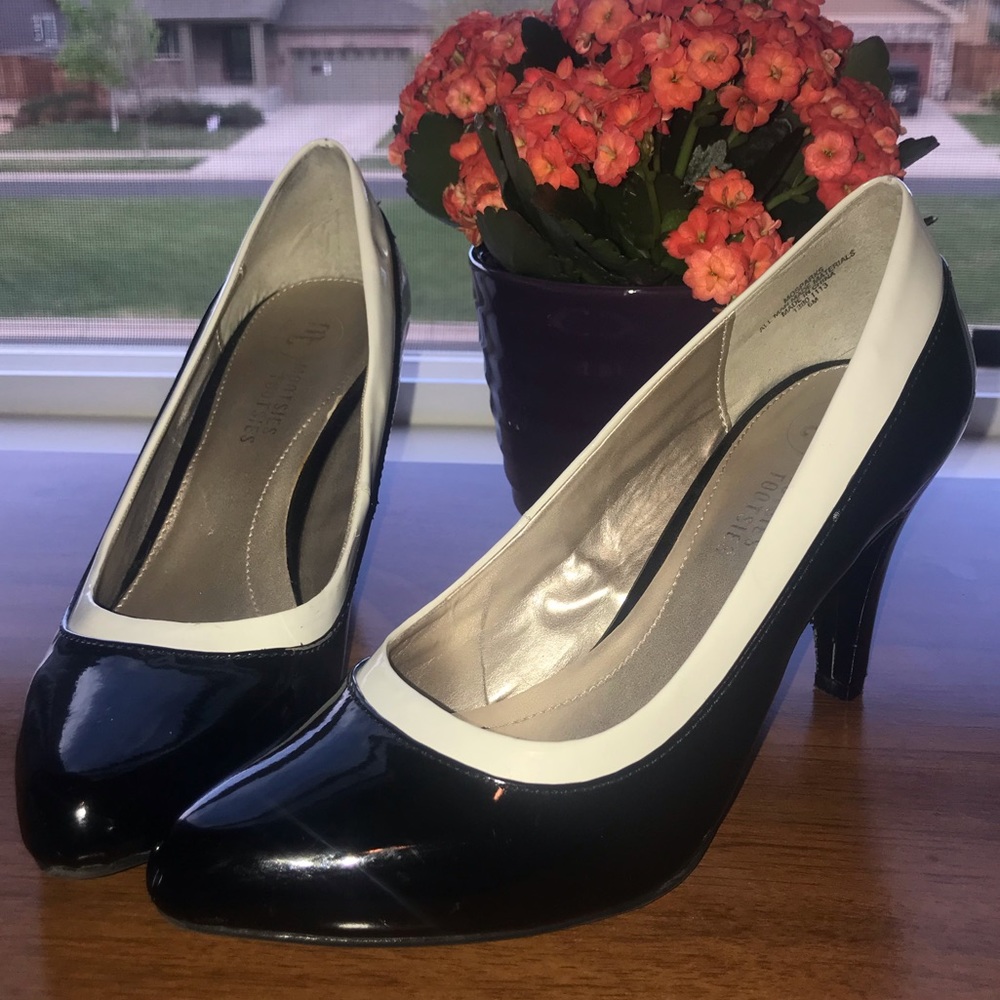 Vintage style black and white heels